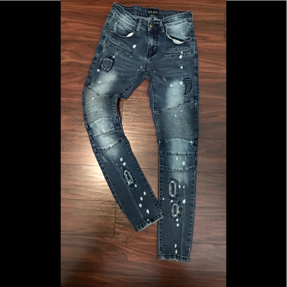 Paint Splatter Moto Jeans
